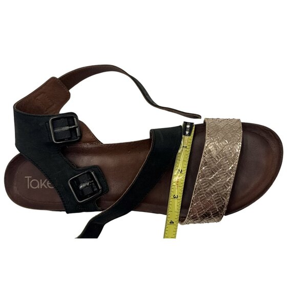 Made in Spain Leather Black/Gold Sandals TakeMe Size 41Womens Cushioned Insoles - Picture 11 of 12